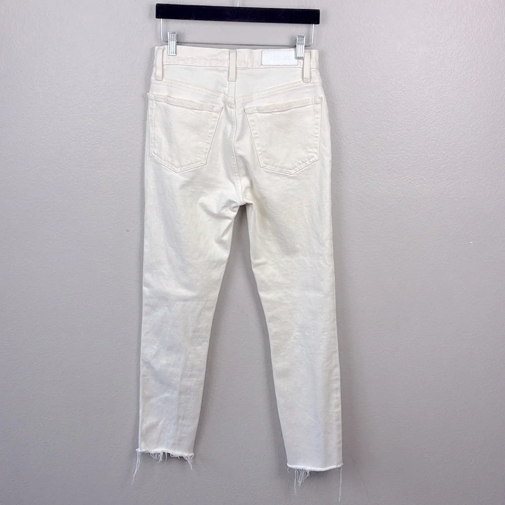 RE/DONE 90s High Rise Ankle Crop Jean Vintage White Button-Fly Slim Levis  26 - Picture 10 of 15